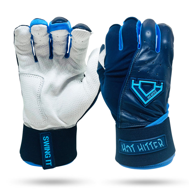 Extra Innings Long Cuff Batting Gloves | Navy &amp; Carolina Blue - Diamond King | Hot Hitter - Baseball Shop