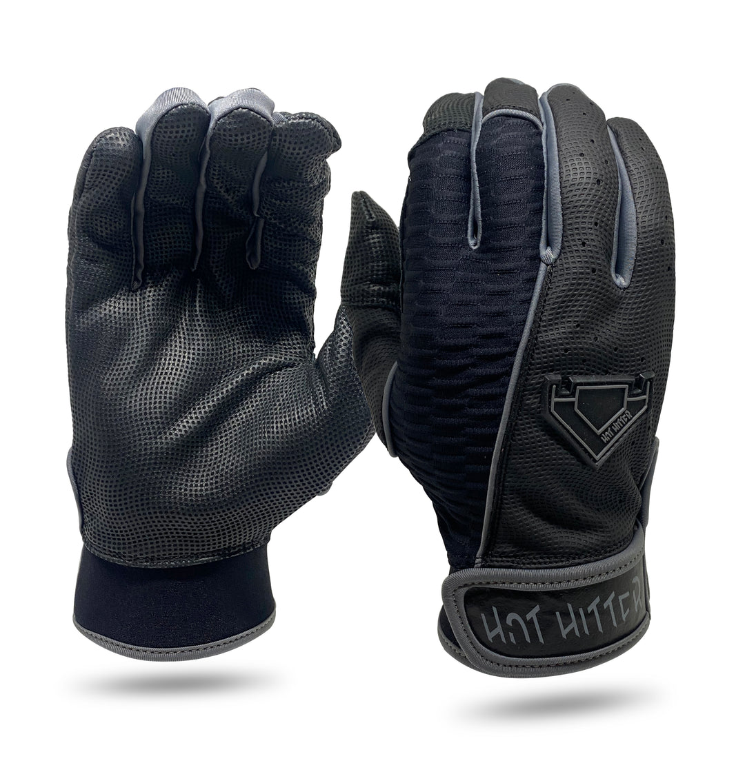 Extra Innings Batting Gloves Black & Grey - Diamond King | Hot Hitter - Baseball Shop